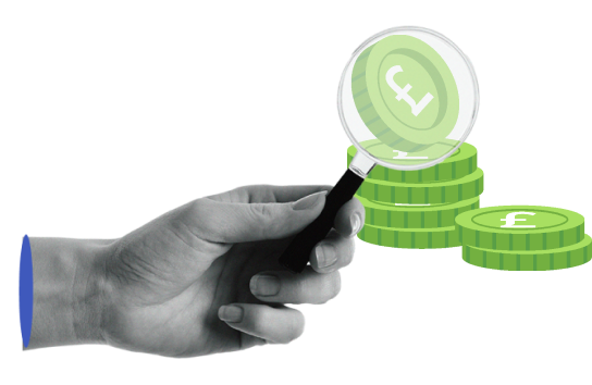 British Pound coins representing USD to GBP conversion savings