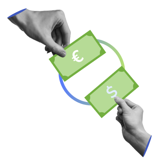 USD to EUR bank transfer illustration