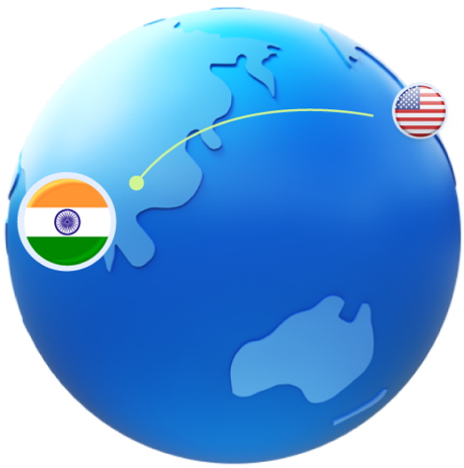 USD to INR currency conversion world map highlighting India